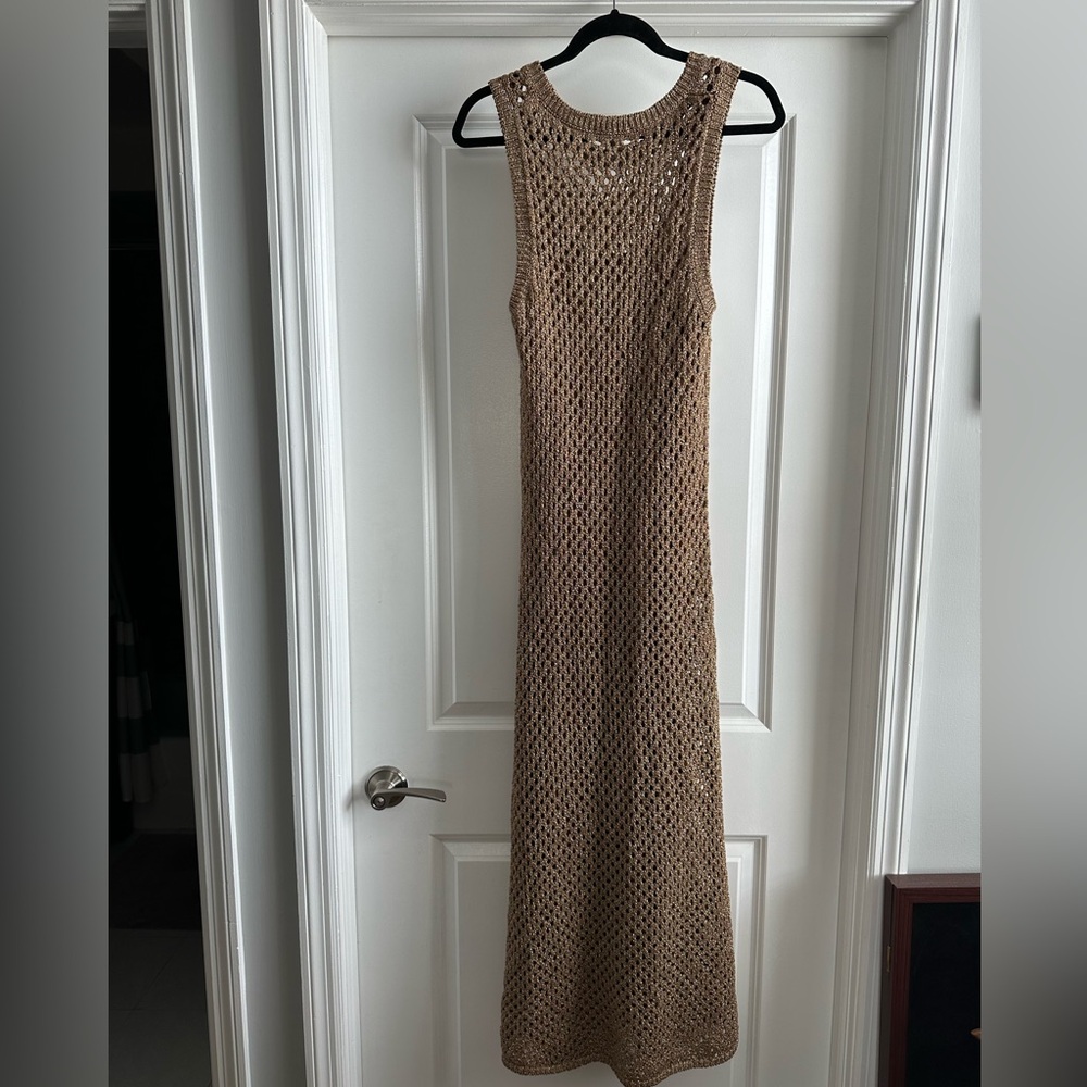 Elegant Tan Sleeveless Knit Dress